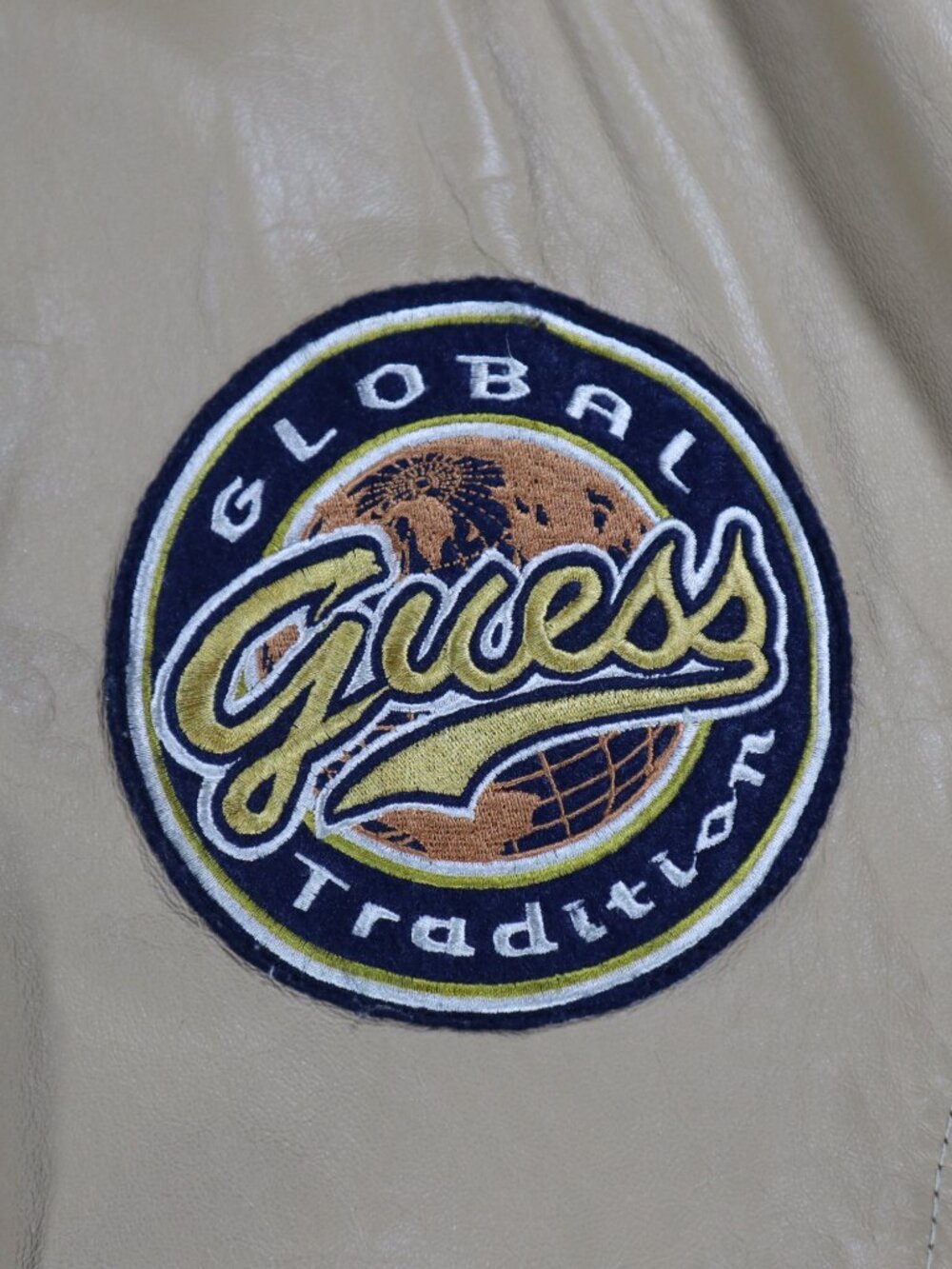 Vintage GUESS Leather Varsity Bomber Jacket Size XL Rare - Picture 4 of 13